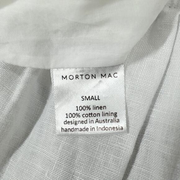 MORTON MAC Elsied Dress Womens Small White Linen Tiered Flattering Australia - Picture 3 of 15